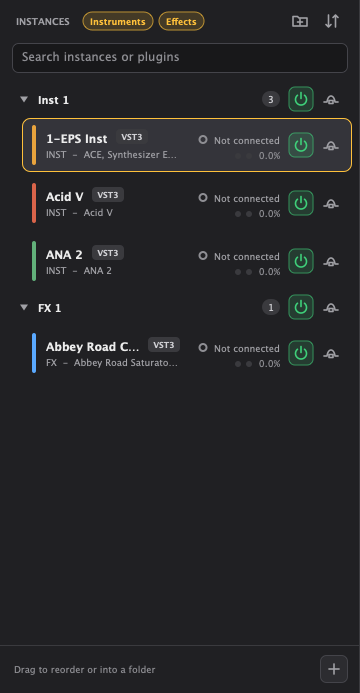 Instance list with folders